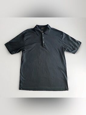 Vintage Nike Tiger Woods Golf  Polo Shirt Men's M Striped Logo Navy